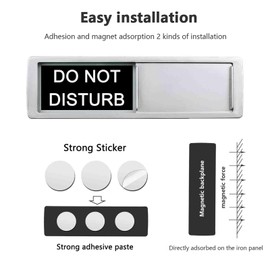 Do Not Disturb Sign, Privacy Door Sign, Please Knock Sign for Home Office Restroom Conference Hospital Hospital, Non-Scratch Magnetic Slider Door Indicator Signs, 7'' x 2'' - Black&White