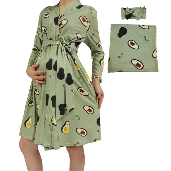 Mom and Baby Matching Robe and Swaddle, Maternity Nursing Robe