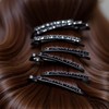 4Pcs Black Rhinestone Hair Clips - Shiny Crystal Barrettes and
