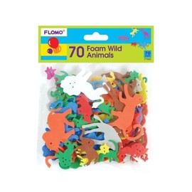 Animal Foam Craft Cutouts - Lion, Monkey, Elephant, Giraffe Colorful Shapes - 70 Pieces