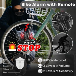 Bike Chain Lock with 110dB Alarm - Weather Proof Durable Chains with 3 Customized Keys,IP65 Waterproof Adjustable Volume Bicycle Alarm for Moto Ebike Bicicletas Bikes Scooter (Black)