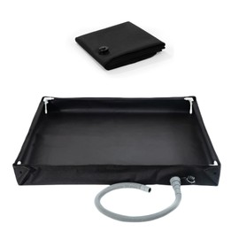 ianjetty Portable Shower Pan, 41" x 41" x 5" Foldable Outdoor Camping Shower Stall Base with Drain, Ideal for RV Shower Tent Awning Enclosure (Enhanced Support)