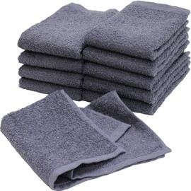Industrial Use Hand Towel, Oshibori, 16.2 oz (120 Monme), Set of 10, Blue Gray, Made in Japan, Senshu Towel, Instant Absorption, Quick Drying, Indoor Drying, Durable, Solid Color, 100% Cotton