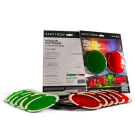 Spectrom Illumination Lenses for Pot Lights & Recessed Lighting | Instant Colour Change, Tool-Free Setup, Reusable & Eco-Friendly, Any Event, Easy Peel & Press Application (Red (6pcs) & Green (6pcs))