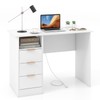 Tangkula White Desk with 3 Drawers & Built-in Charge Station,