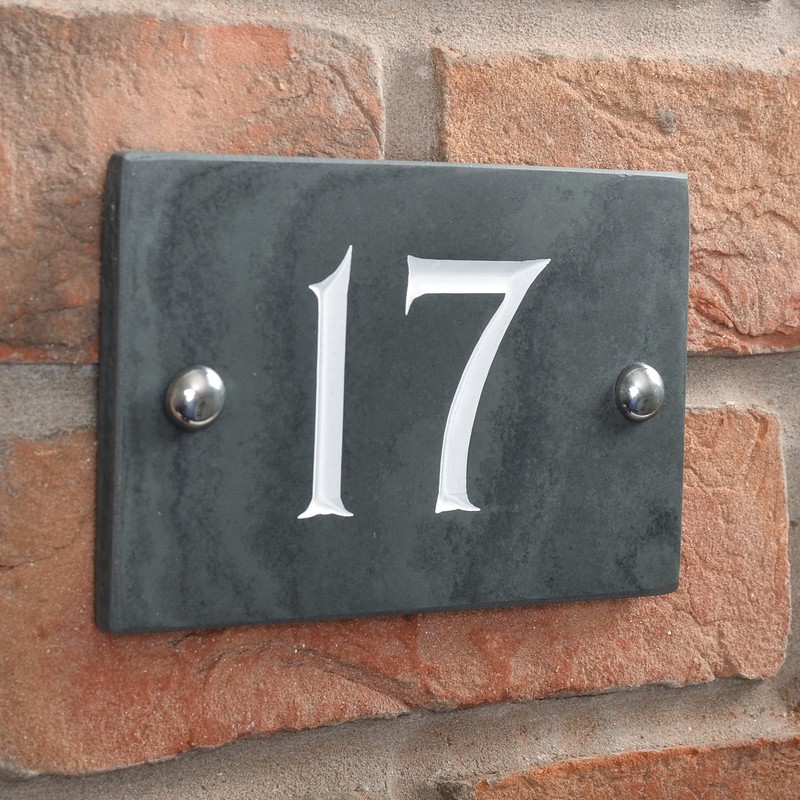 Slate Engraved House Number 17