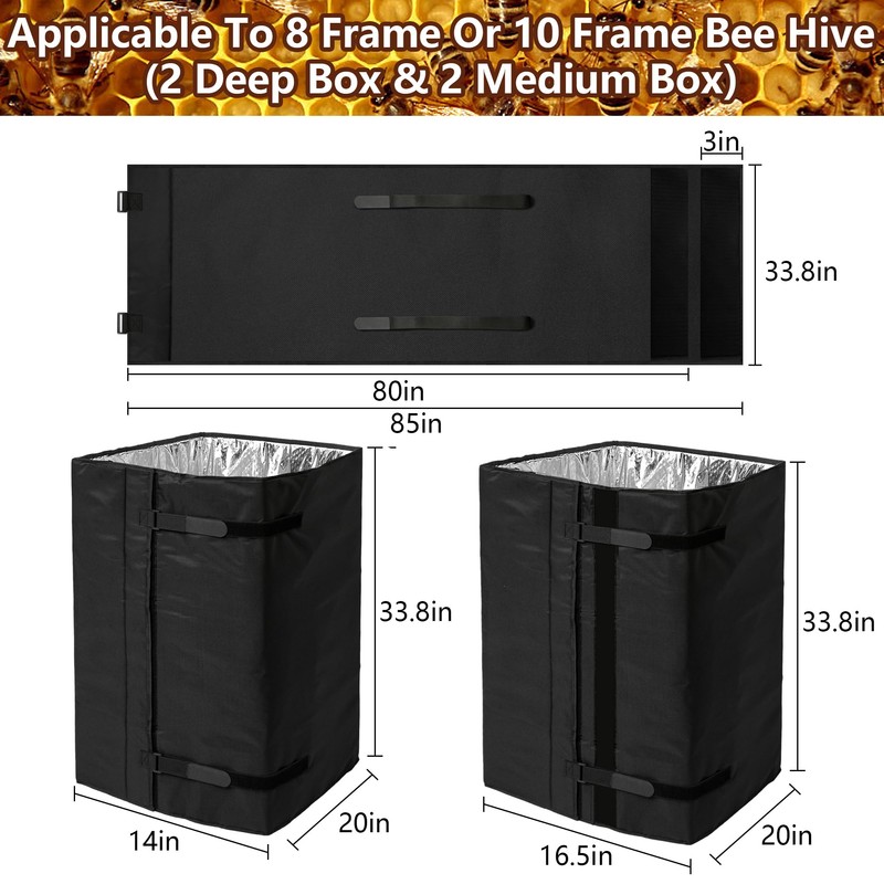 8 and 10 Frame Winter Bee Hive Wrap, 2 Deep