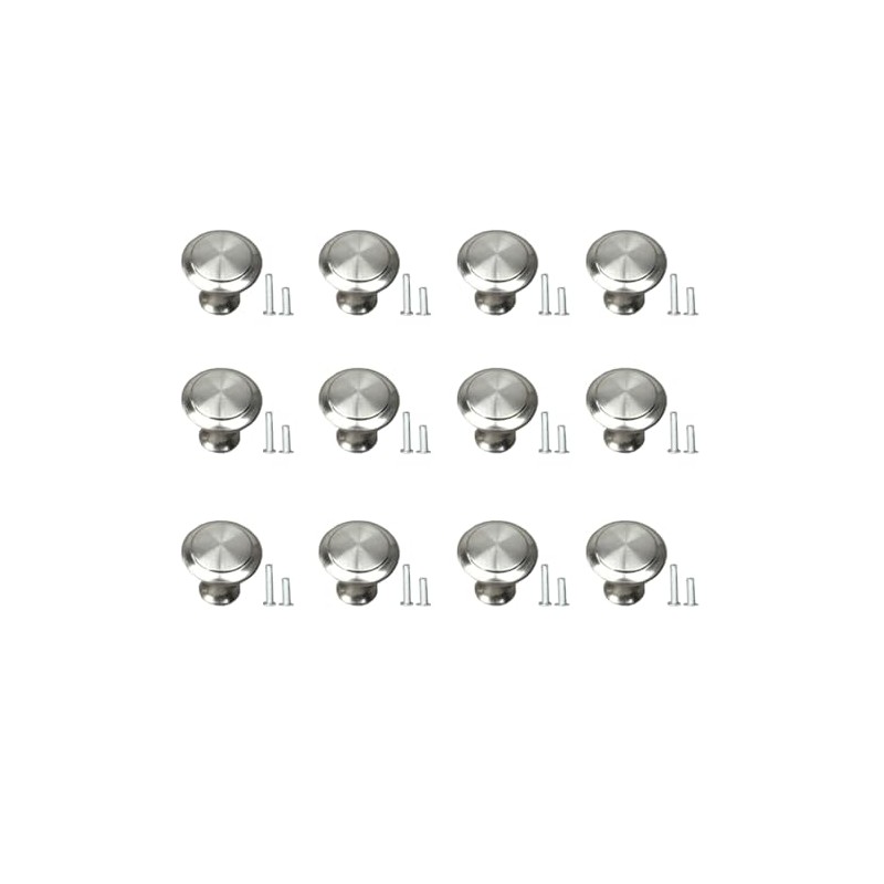 Gendewiner 12 Pack Cabinet Door Knobs Stainless Steel 27mm Diameter