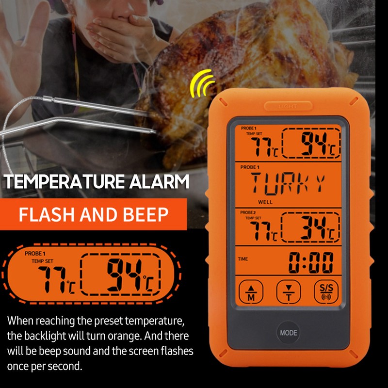 Wireless Meat Thermometer with 2 Probes 328Ft Long Range LCD