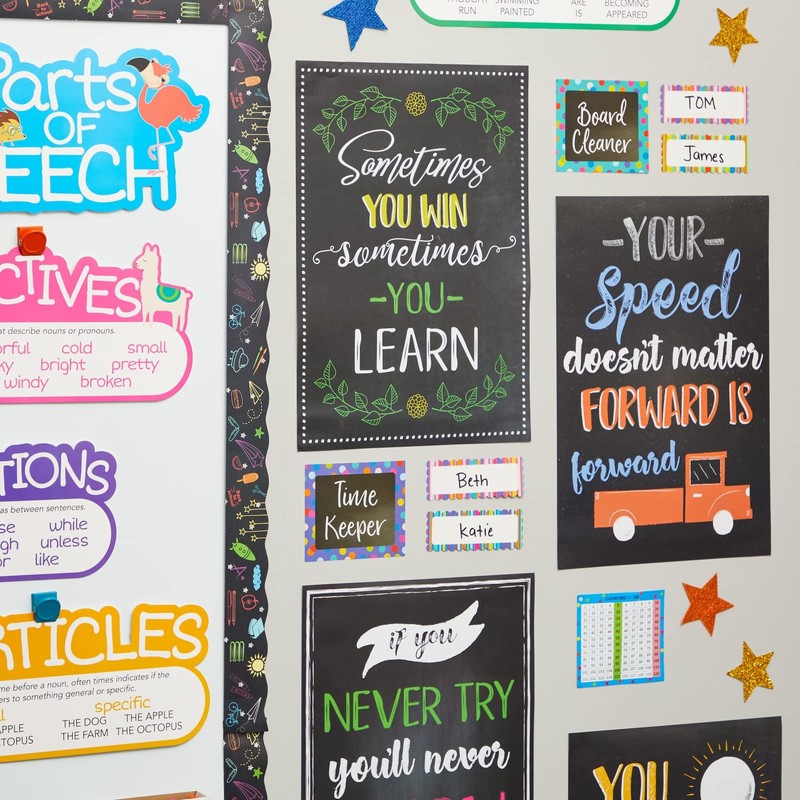Juvale 20-Pack 13x19 in Motivational Classroom Posters - Chalkboard-Style Wall