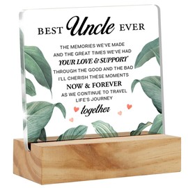 Uncle Gifts From Niece Nephew, Best Uncle Gifts for Birthday Christmas Father's Day, Best Uncle Ever Clear Acrylic Sign with Wood Stand Table Sign Decoration