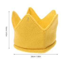 WRITWAA Baby Boy Girl Crown Hat Baby Birthday Party Crown Headband Hat Knitted Crochet Hat Winter Warm Beanie Cap for Kids Children Girls Boys Yellow Medium