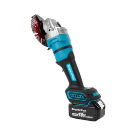 SuperPan Cordless Angle Grinder with 4.0 AH Batteries, 11000 RPM Brushless Motor, Power Angle Grinder Tool with 3 Variable Speeds Metal Grinder, Flap Discs for Wood Metal Rust Removal