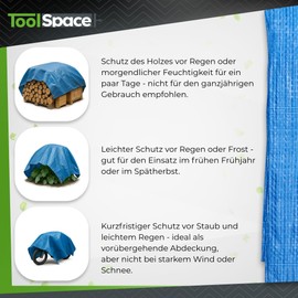 ToolSpace SUPERDICKE Fabric Tarpaulin Premium Tarpaulin with Eyelets 2 x 3 m Weatherproof Tarpaulin UV Resistant Tarp Outdoor Garden Waterproof Protective Tarpaulin Construction Tarpaulin Blue 50 g/m²