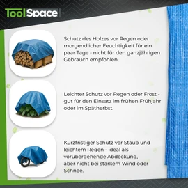 ToolSpace SUPERDICKE Fabric Tarpaulin Premium Tarpaulin with Eyelets 2 x 3 m Weatherproof Tarpaulin UV Resistant Tarp Outdoor Garden Waterproof Protective Tarpaulin Construction Tarpaulin Blue 50 g/m²