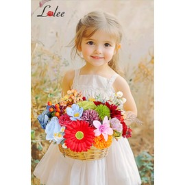 LELEE Artificial Flowers Combo Box Fake Silk Rainbow Colorful Flowers Bulks Spring Flowers Wildflower Giant Floral Arrangements for DIY Wedding Bridal Bouquets Party Home Decoration