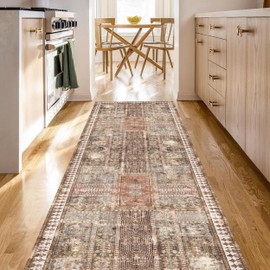 YARNSCAPE Vintage 2'6'' x 8' Washable Area Rug - Stylish Indoor Rug for Living, Dining or Bedroom - Lightweight Carpet with Non-Slip Backing - Foldable for Easy Placement and Maintenance - Ivory