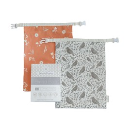 Reliable Rhodes Reusable Beeswax Bread Bag 2 Pack –12x17 Bread Bag for Homemade Sourdough, Beeswax Coated Organic Cotton Storage Bag for Loaf Baguette, Freezer Safe, Eco-Friendly Wrap Birds