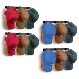 KIMBORA 4 Packs Hat Rack for Wall, Hat Organizer for Baseball Caps Holds 36 Hats, 3 Mounting Options Hat Hook Hanger, Strong Baseball Hat Holder Storage, Cap Display for Door, Room, Closet (Black)