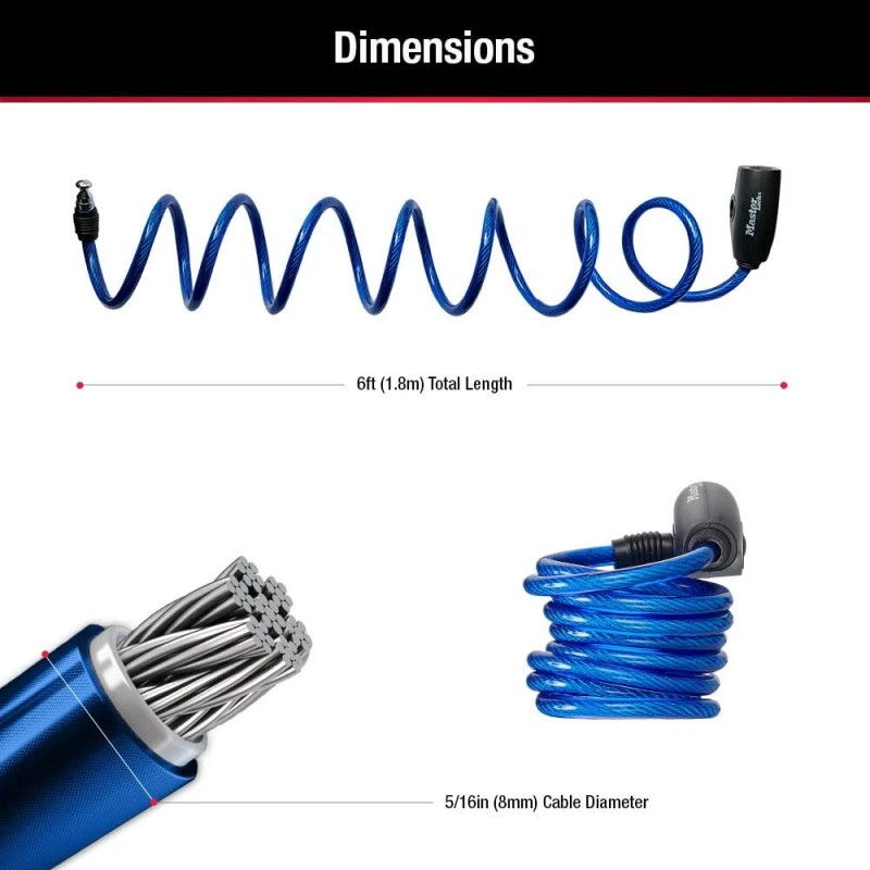 Master Lock 8127TRI Keyed Bike Cable Lock Set 3 Pack