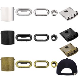 BENECREAT 36 Sets Stainless Steel Hat Cap Buckle with Eyelets, Adjustable Buckles for Backpack Strap, 3 Colors Mixed