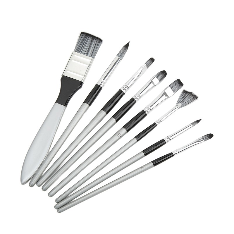 8Pcs Paint Brush Paintbrush Pen Soft Nylon Wool with Storage