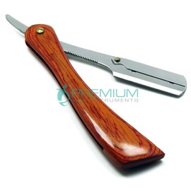 Premium Instruments 10× Polished Fine Wooden Handle Straight Shaving Barber Razors (Limited Edition)