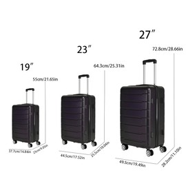 AnoYishev 3-Piece Luggage Sets, Lightweight Travel Suitcase with TSA Lock, Hard Shell ABS Black Luggage with Spinner Wheels(20in/24in/28in)