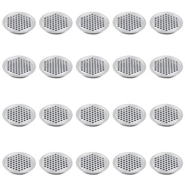 Leliafleury 20Pcs Air Vent Louver Round Ventilation Grilles Mesh Hole Soffit Vents Stainless Steel Air Vent Louver Hole for Kitchen Bathroom Cabinet Wardrobe (Silver, 25mm Flat Mouth)