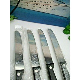 Ronco 4   Ronco  SHOWTIME  Full Tang  Stainless Steel & Wood Handle Dinner Knives  NEW