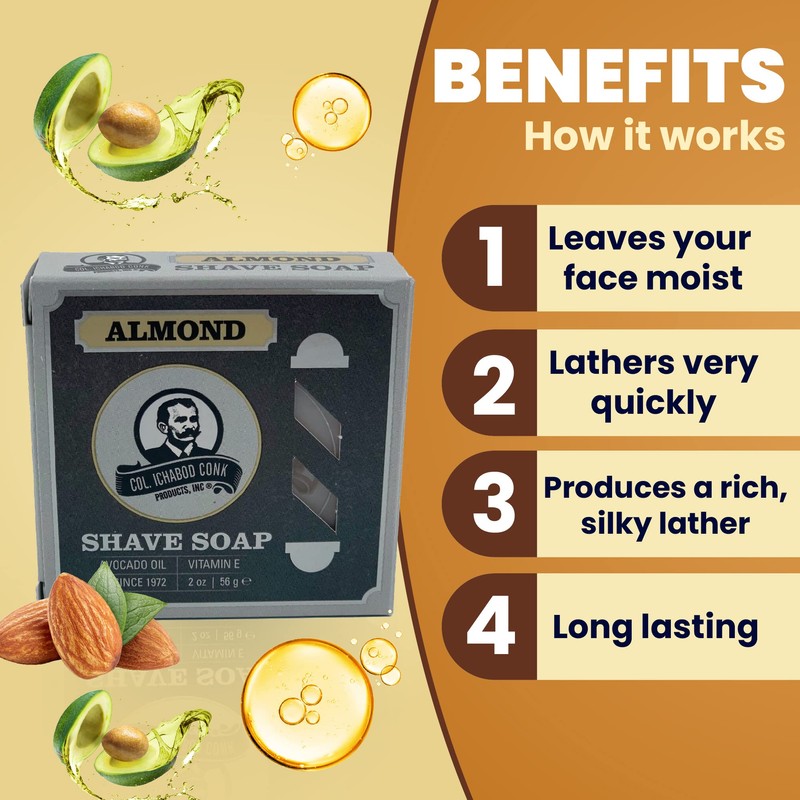 COL CONK ALMOND SUPER BAR SHAVE SOAP