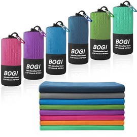 BOGI Toalla de Microfibra para Viaje/Deportes- Antibacterial, Secado Rápido, Suave, Ligera, Absorbente y Ultracompacta, Perfecta para Camping, Gimnasi