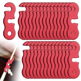 TIXIPEM Rope Tensioner Aluminum Alloy [30PCS] - Guyline Cord Adjusters Use for Camping & Hiking & Picnic & Outdoor Activities- [Red-1.7IN] Tent Rope Adjuster
