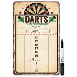 Dart Scoreboard Dry Erase for Keeping Score in All Cricket Games, 301 or 501 - Dart Board Scoreboard Includes Magnetic Dry Erase Marker with Eraser - A Really Great Looking Darts Scoreboard