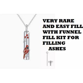 Fashion Jewelry MEMORIAL URN CARDINAL ASHES CREMATION Pendant 22" 925 Sterling Silver Necklace