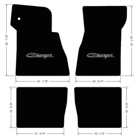 LLOYD MATS New! 1966-2010 Dodge Charger Black Carpet Floor Mats Embroidered Script Logo Set - 1968 - 1970 MANUAL TRANS