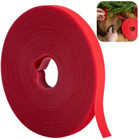 RunNico 50ft Longer Christmas Garland Ties - Red Holiday Garland Ties - Cuttable Nylon Cable Straps for Christmas Craft Tree Wreath Party Yard Doorway Stairways Decoration