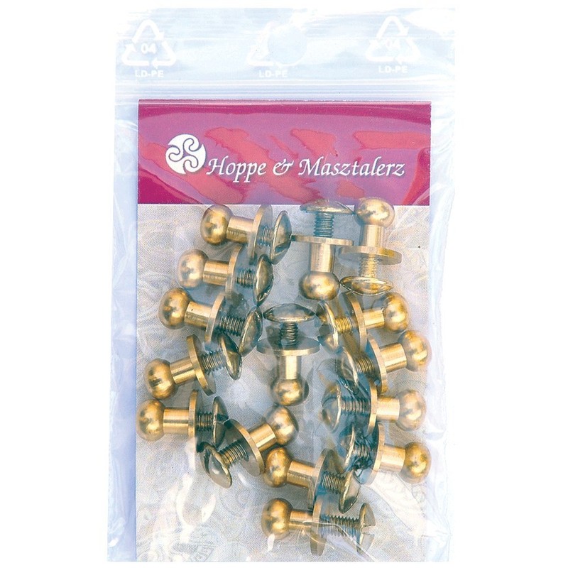 15 Sets Button Stud Screws 6MM Brass-Glossy (gold-coloured)