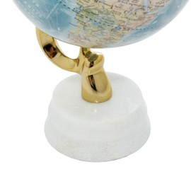 Deco 79 Aluminum Metal Globe with Marble Base, 6" x 6" x 11", Blue