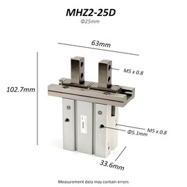 MHZ2-25D Gripper Pneumatic Cylinder, M5 Thread Aluminum alloy Double Acting Finger Air Cylinder Parallel Grippers