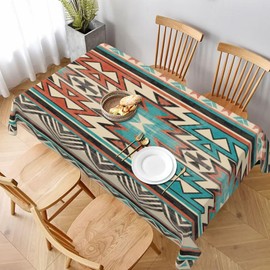 LOMADIA Aztec Rectangle Tablecloth, Southwestern Native Tribal Ethnic Western Boho Geometric Waterproof Polyester Table Cloth Oil-Proof Table Cover for Kitchen Dining Party Decor 55"x75"