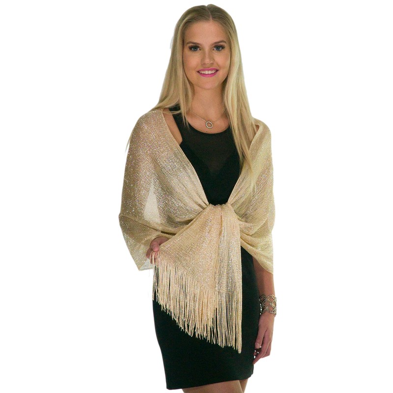 ShineGlitz Shawls and Wraps for Evening Dresses, Metallic Sparkle Womens