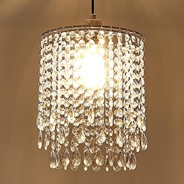 Hi-ERA Crystal Lampshade for Ceiling Pendant Light, Lamp Shade for Living Room Bedroom Kitchen Wedding and Party Decoration, Easy Fit Chandelier Light Shade Diameter 25 cm, 2 Tiers, Clear