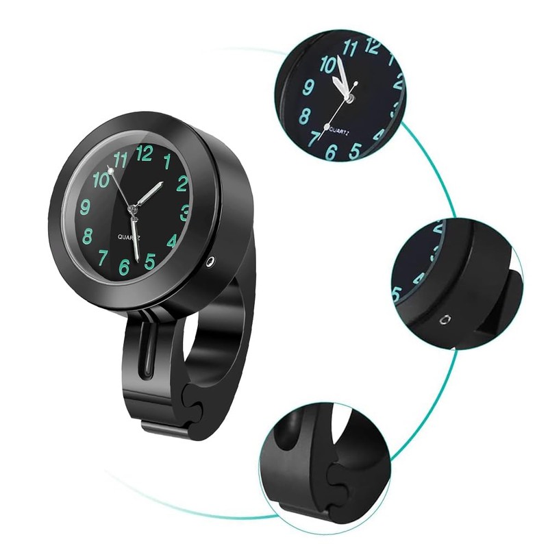 Motorcycle Handlebar Clock Bike Handlebar Mount Clock 7/8" Universal Waterproof