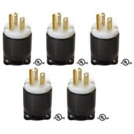 OCSParts 6-20P Grounding Plug, 20A 250V AC, 2 Pole 3 Wire, cUL Listed, NEMA 6-20 (Pack of 5)