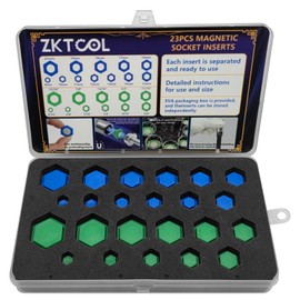 ZKTOOL 23PCS Magnetic Socket, Inserts for SAE and Metric, 5/16" - 15/16", 8MM - 21MM, Universal Magnetic Socket Head, Split Sleeve Design