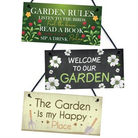 Red Ocean Pack of 3 Hanging Garden Plaques For Outside, Summer House Decor Signs, Garden Shed Wall Plaques, Novelty Gift For Gardener Mum Nan Auntie
