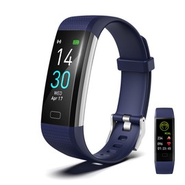 Fitness Tracker with Blood Pressure Heart Rate Sleep Monitor, Waterproof Activity Tracker Watch, Step Calorie Counter Pedometer for Men and Women for Android and iOS Smartphone (Blue)