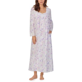 Eileen West Women's Cotton Woven Ballet Button Front Robe, White Ground Daisy