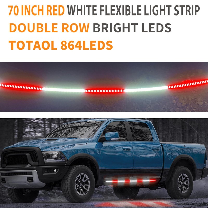 FZSSHYG 2Pcs 70in Red White Strobe Lights Strip for Trucks,